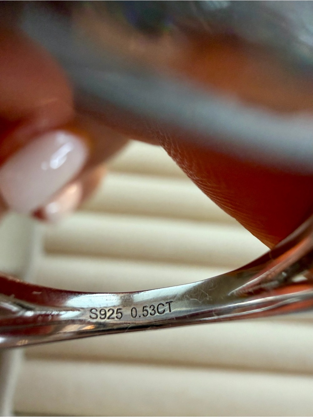 0.53ct D Round Moissanite Crisscross Pavé Band Ring Sterling Silver GRA Cert. - Picture 5 of 5